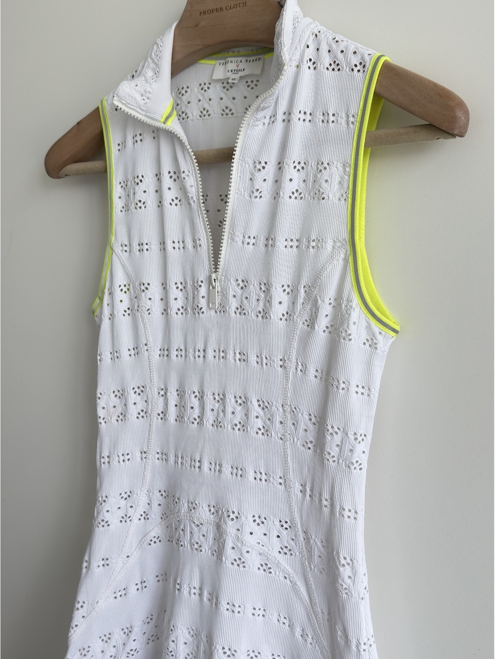 Veronica Beard L’Etoile Sport Zip Front Pointelle Lace Tennis Dress XS White - Picture 11 of 15